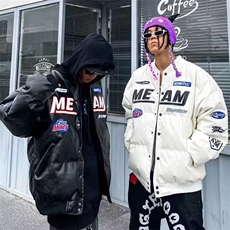 流行时尚气质新款潮流简约日系文艺原宿刺绣皮衣棉服百搭慵懒ins，男装皮衣，星座506A