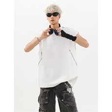 405A美式高阶背心金属拉链设计坎肩T恤T2508-P45控68，男装T恤，星座405A