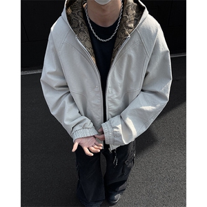 春秋新款设计感小众座山蟒外套男潮宽松情侣百搭连帽夹克J04/P120图片