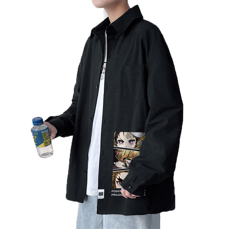 春季长袖衬衫男宽松港风衬衣男外套男CSCS287-P35,男装衬衫,电商B371