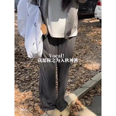 现货美式重磅卫裤男秋冬加绒阔腿糯米裤休闲裤L04099-P35加绒43，男装休闲裤，星座1008