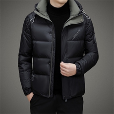 羽绒服男装中年连帽加厚保暖冬季上衣士商务休闲爸爸装白鸭绒外套，男装羽绒服，电商B212（原钱塘6029）