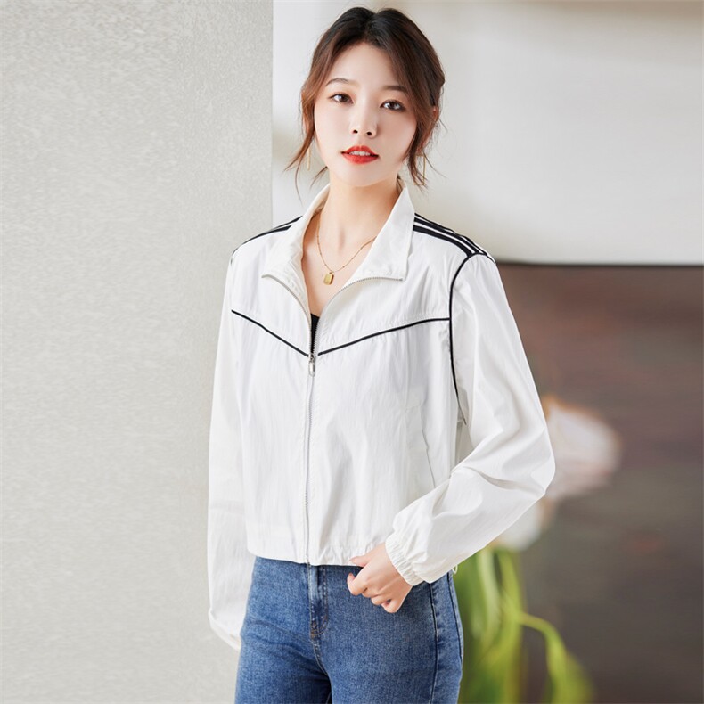《现货新品》三条杠抽绳拼接时尚休闲短外套,女装短外套,天丽