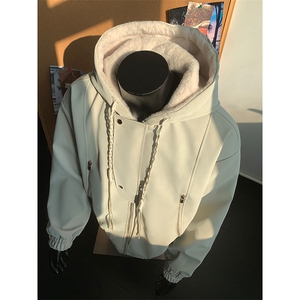 网图 美式高街座山雕连帽pu皮棉衣男女加厚毛绒外套 9175-P108特图片