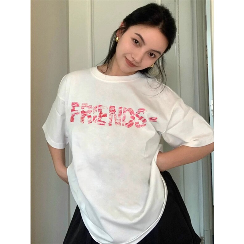 网图有货夏季美式红唇大V印花纯棉短袖T恤男女情侣上衣A582-P25,男装T恤,星座1505
