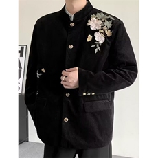 春秋新中式重工刺绣玉兰花中山装西服外套男复古痞帅西服XFC22，男装西服，星座1116A（原606A-3）