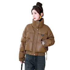 2023年冬季新款现货免洗柔软皮加厚立领面包服韩版小个子羽绒服，女装羽绒服，时尚俏佳人