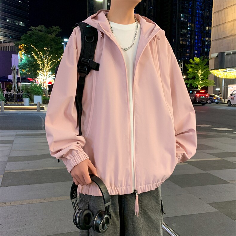 新款港风外景三防连帽纯色冲锋衣宽松二开夹克男DSA157B-J208-P75,男装夹克,电商A157B