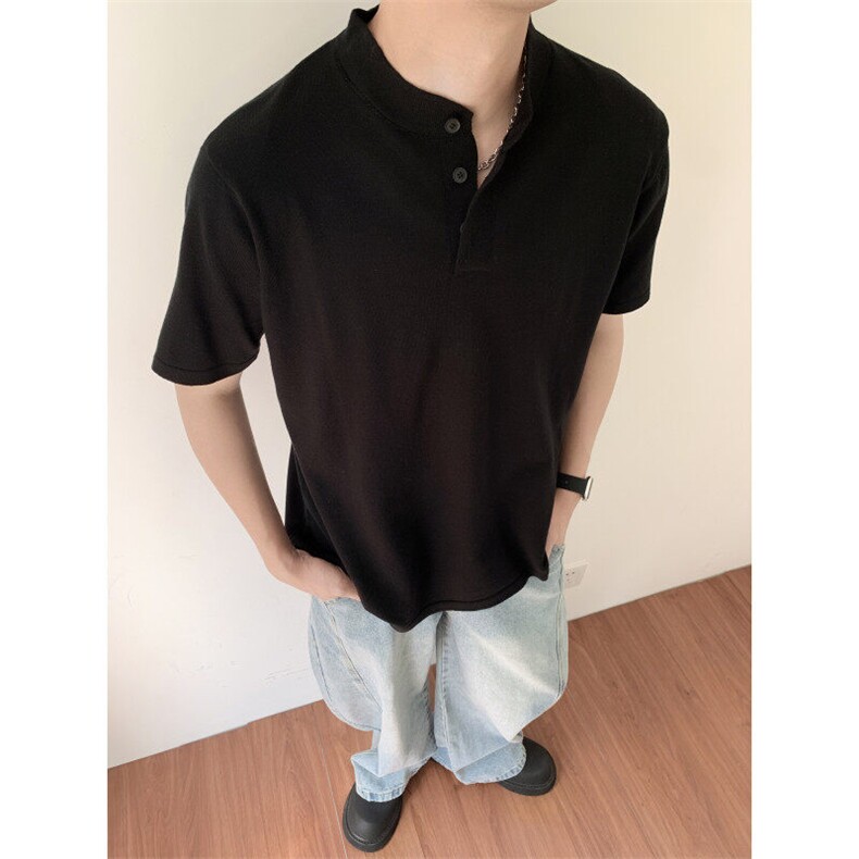 抖音高品质备货足亨利领短袖T恤T2507-P35,男装T恤,星座1212