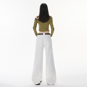 美式复古多口袋工装裤女2025夏季新款直筒微喇拖地裤YD9041-P75图片