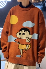1港风圆领中性情侣潮流大码M-5XL印花加厚毛衣男7436P58加绒P70，男装针织衫/毛衣，星座226-2