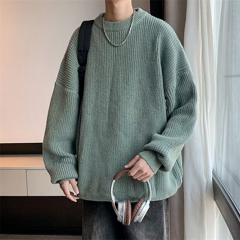 秋冬圆领基础款毛衣休闲宽松百搭毛衫冬季情侣慵懒风保暖针织衫男，男装针织衫/毛衣，星座1013