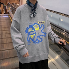 1港风新款宽松休闲中性情侣潮流印花毛衣男外套7831P48加绒P55，男装针织衫/毛衣，星座226-2