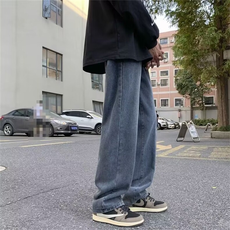 春秋季潮牌牛仔裤美式街头宽松直筒裤男港风阔腿拖地裤K4831-P42,男装牛仔裤,星座512-2