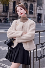 2023年冬季新款复古风环保貂毛短款皮毛一体外套，女装皮草，瑶迪依秀