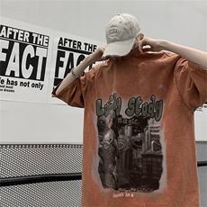 XT10XZ517A-6P35夏季新款水洗朋克漫画宽松美式T恤，男装T恤，星座517A-6