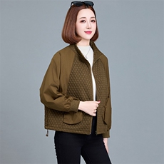 时尚百搭短款外套女2024秋季新款休闲立领棒球服拼接宽松夹克上衣，女装短外套，魅影