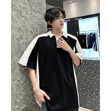 得物抖音高品二开240克纯棉美式高街痞帅POLO翻领潮牌短袖T恤，男装T恤，电商A486