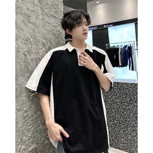 得物抖音高品二开240克纯棉美式高街痞帅POLO翻领潮牌短袖T恤图片
