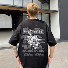 可48小时发货支持抖音得物来样二开美式满天星亮片短袖T恤MTX652，男装T恤，电商A486-1