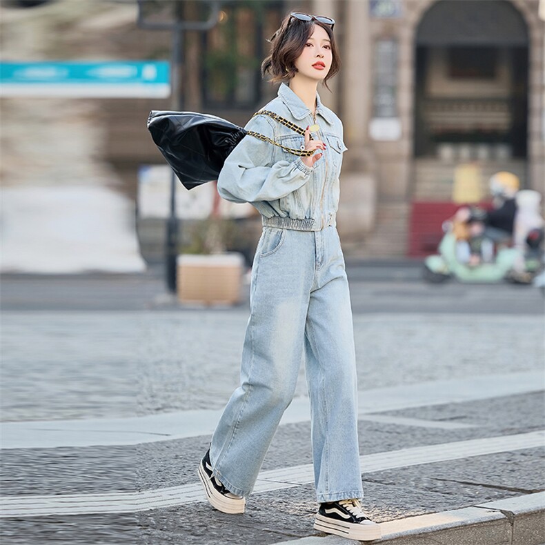 2025年春季新款牛仔套装两件套气质休闲通勤套装女,女装套装/套裙,1C080