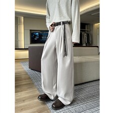 2026春夏新款老钱风高级感新面料垂感宽松微弯刀休闲裤6611-特P35，男装休闲裤，电商C305A