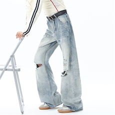 D2588024P65控68全新升级YKK拉链高品质破洞牛仔裤，男装牛仔裤，电商D258