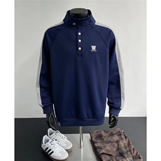 春秋日系复古拼接立领休闲卫衣情侣宽松套头工装外套加绒6781/P44，男装卫衣，星座506