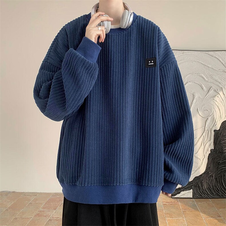 现货春季新款灯芯绒高质量圆领加绒加厚卫衣A168-DSWY02-TP58,男装卫衣,电商A168
