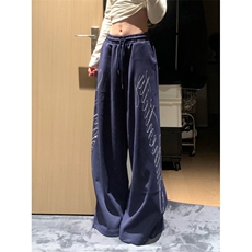 1506-1/KC201/P58复古字母烫钻卫裤男女宽松休闲百搭直筒阔腿长裤，男装休闲裤，星座1506-1