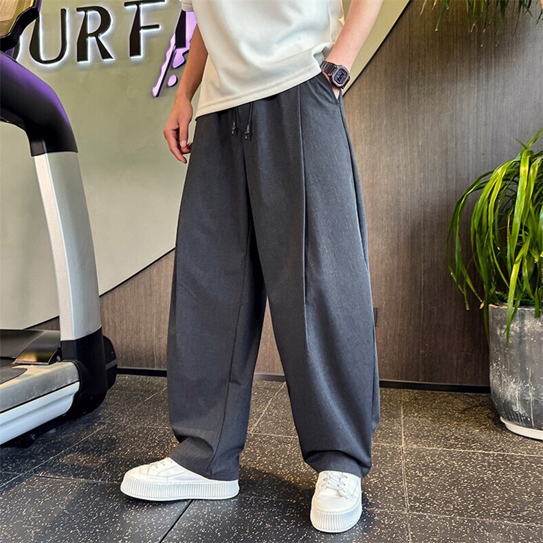 W788-P88夏日高级感垂感休闲西裤男潮流宽松百搭直筒西裤男,男装西裤,电商A368
