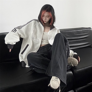 抖音得物高品质 美式高街重磅结构设计拼接织带立领卫衣外套 CM42图片
