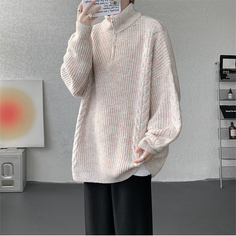 MY7150-特P69软糯厚实设计感男女同款情侣大码宽松针织外套毛衣,男装针织衫/毛衣,电商A059