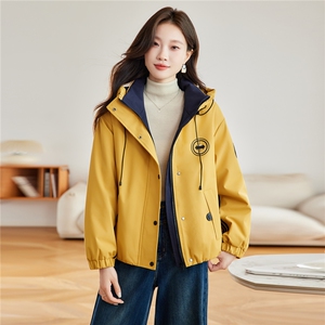 现货2025冬装新款加绒加厚休闲精品女装棉衣棉服连帽派克服图片
