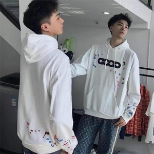 JY468-P48网红新款涂鸦字母百搭时尚秋冬连帽卫衣,服装搭配女装学生卫衣图片