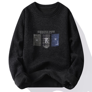 圆领毛衣男加绒加厚一体绒卫衣秋冬季保暖毛线针织衫 7008-P27图片