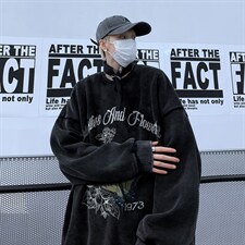XZ517A-BK5505P60欧美重磅水洗复古圆领卫衣潮流大码男装，男装卫衣，星座517A