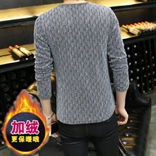 冬季长袖加厚保暖修身卫衣大码网格纱针织打底衫上衣红加绒，男装卫衣，星座1207