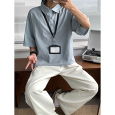 高品质老钱风亚麻男士polo衫短袖衬衫领T恤夏装宽松半袖S433-特25，男装T恤，电商A233-1