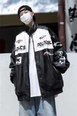 赛车服外套男款秋季装美式PU皮夹克痞帅高街机车衣服ovee潮牌街景，男装夹克，星座505-2（原电商A260-1)