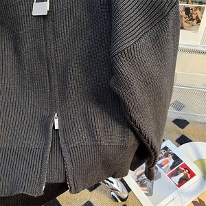 开衫毛衣男秋冬季潮流百搭宽松慵懒风线衣纯色高领拉链针织衫外套图片