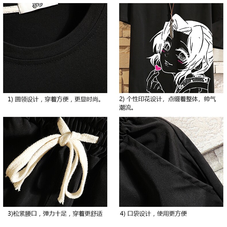 TD56153-P35短袖t恤套装男短裤两件套男装搭配一套帅气,男装T恤,电商A040A