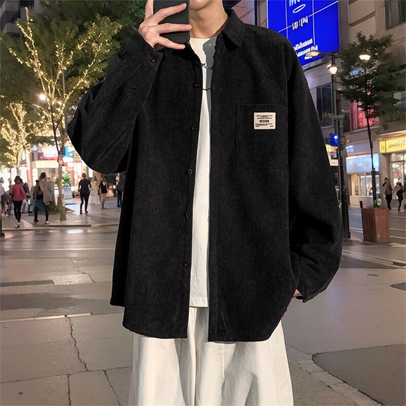 衬衫男秋季新款港风宽松长袖灯芯绒衬衣CS025-P38(现货）图片
