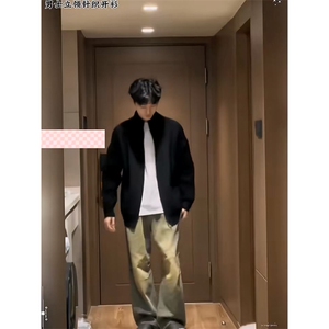 重磅秋冬北极绒双拉链毛衣开衫美式复古休闲慵懒风宽松针织衫外套图片