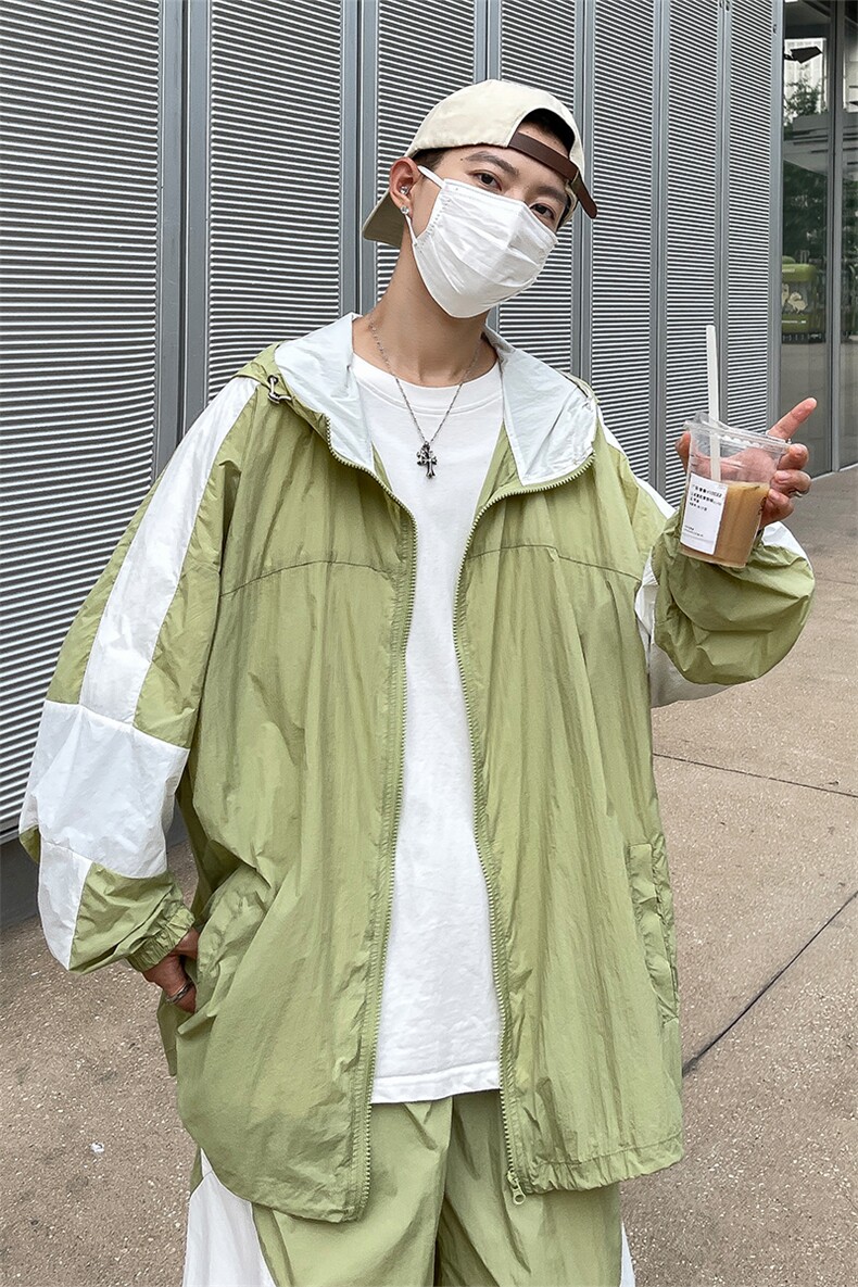 夏季时尚夹克衫防晒衣套装运动风连帽防晒服男XZ514-2-1613-P98,男装防晒衣,星座514-2(原B239)