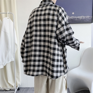 秋装新款 格子长袖衬衫男女港风复古休闲外套中性风韩版 H211/P45图片