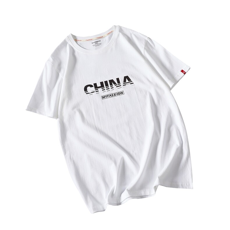 铁网平铺china字母印花短袖T恤潮牌休闲半袖QT5070-T2005,男装T恤,星座810(原QT5070)