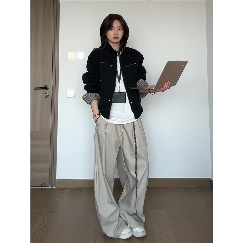 纯色西装裤简约高级感双褶长裤宽松休闲垂坠男女,男装西服套装,星座1210-1