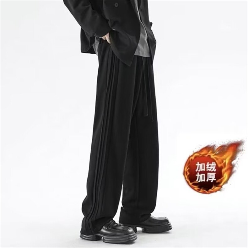 休闲裤男秋冬季直筒宽松潮牌加绒加厚卫裤百搭纯色长裤MK6020P40,男装休闲裤,星座1013-5