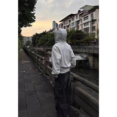 1506/QLH880/P54美式复古小恶魔豹纹连帽情侣开衫刺绣运动外套，女装短外套，星座1506